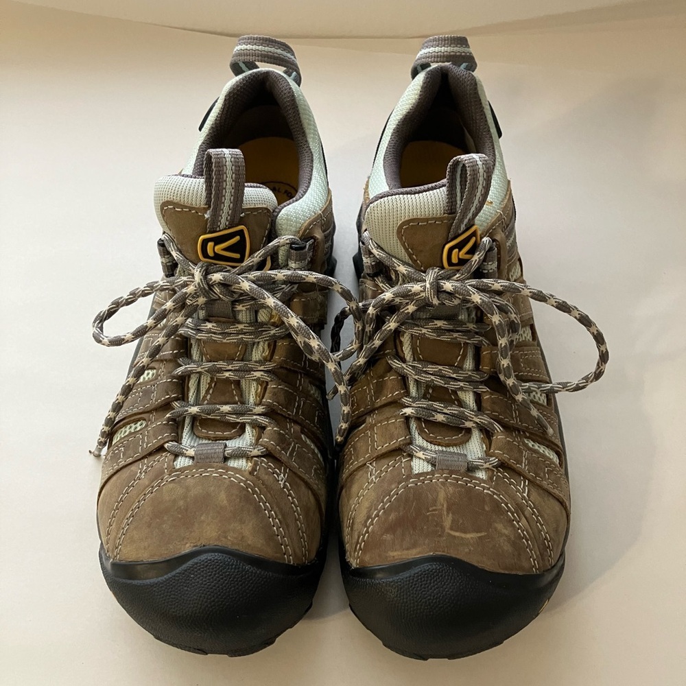 KEEN Steel Toe Oil Resist Grey Leather Hiking Lace Shoes Woman’s Sz‎ US 7 Clean